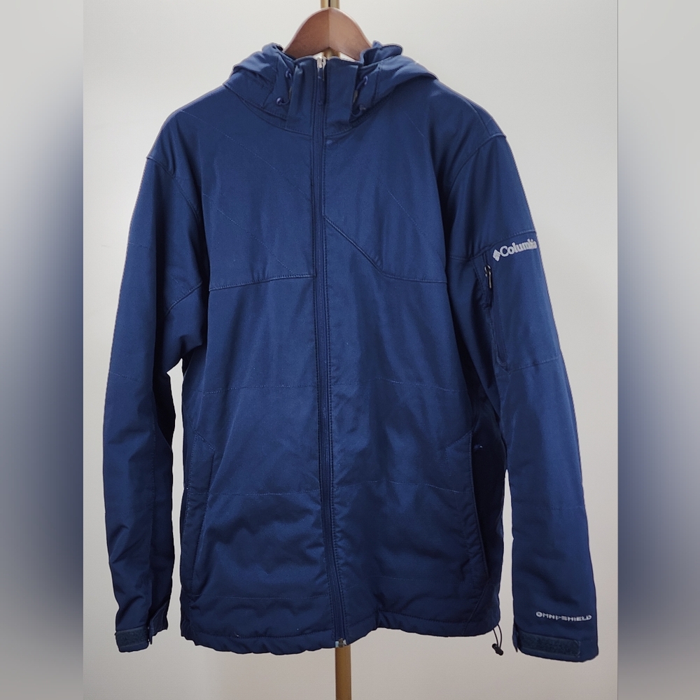 Columbia Women's Blue Omni-Shield Full-Zip Hooded Softshell Jacket Blue Sz Large